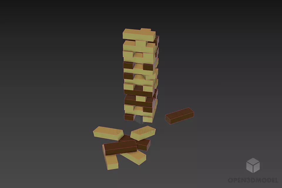 Wooden Toy Jenga Game 3d model 3