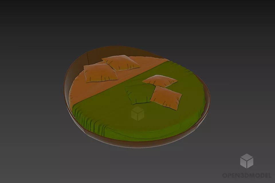 Double Bed With Mattress And Blanket 3d model