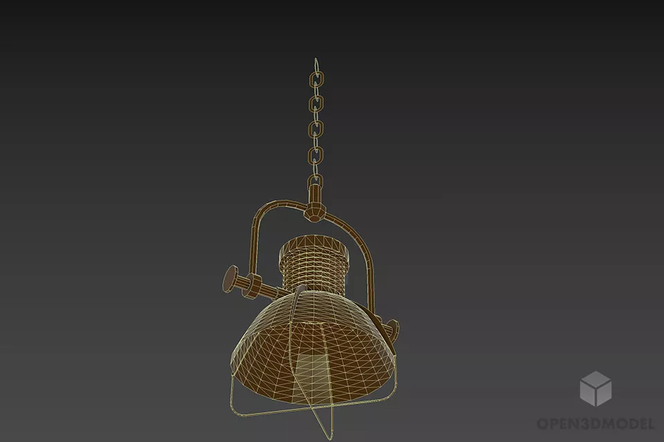Industrial Pendant Lamp With Chain 3d model 2