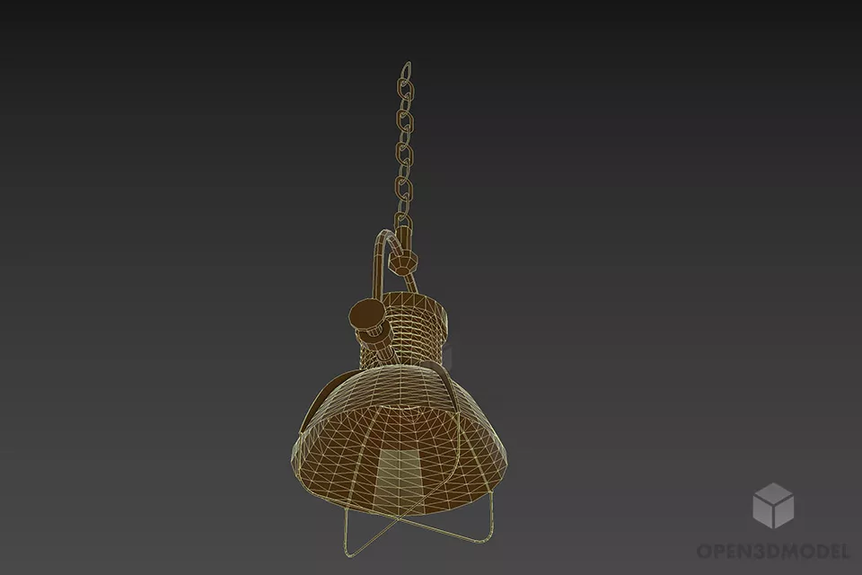 Industrial Pendant Lamp With Chain 3d model 3