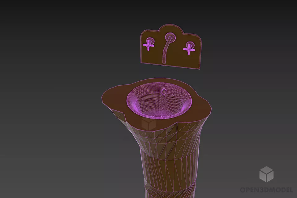 Bathroom Decoration Sink With Log Shape 3d model 3