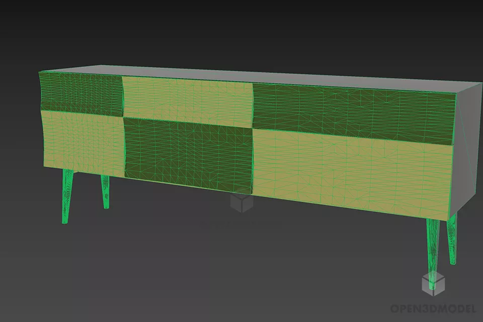 Side Locker With Four Legs 3d model 2