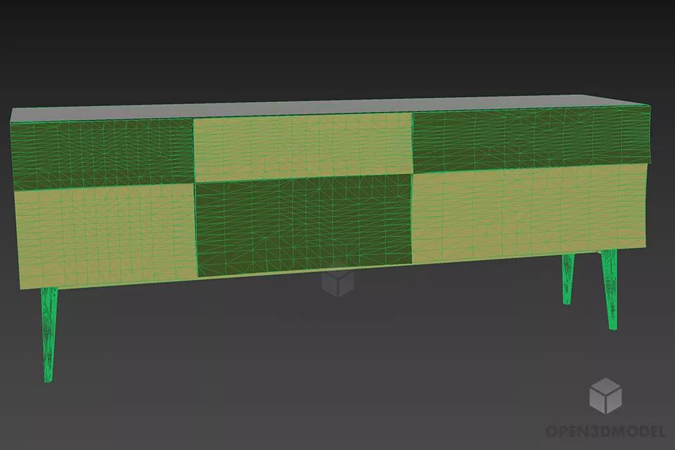 Side Locker With Four Legs 3d model 3