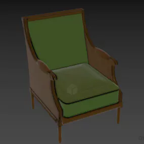 Antique Armchair With Carved Wood Frame 3d model