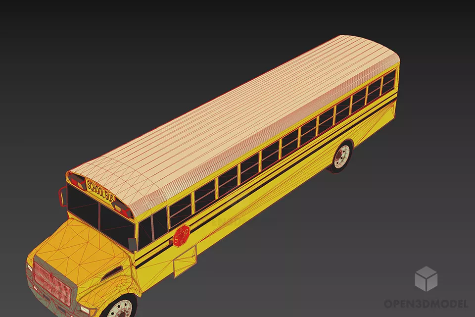 Yellow Bus School Vehicle 3d model 2