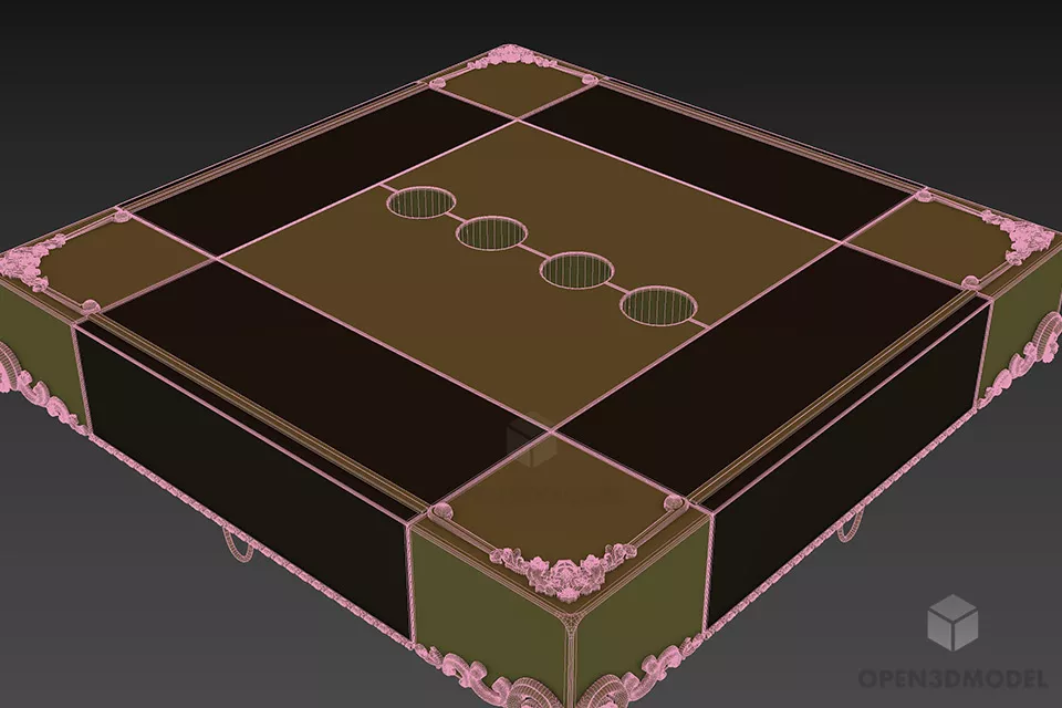 Coffee Square Table Vismar Checker Pattern 3d model 2