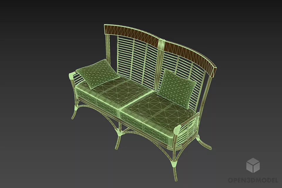 Bamboo Sofa Frame 3d model 2