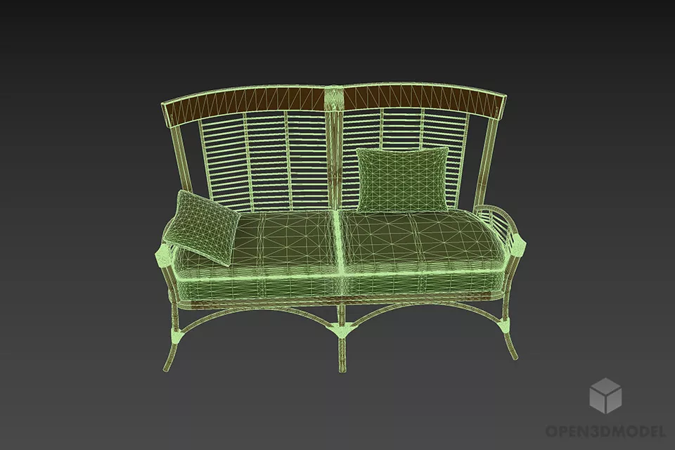 Bamboo Sofa Frame 3d model 3
