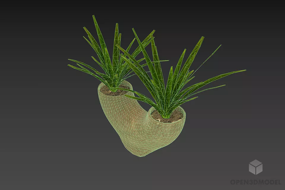 Vase Plant Dual Branches 3d model 2