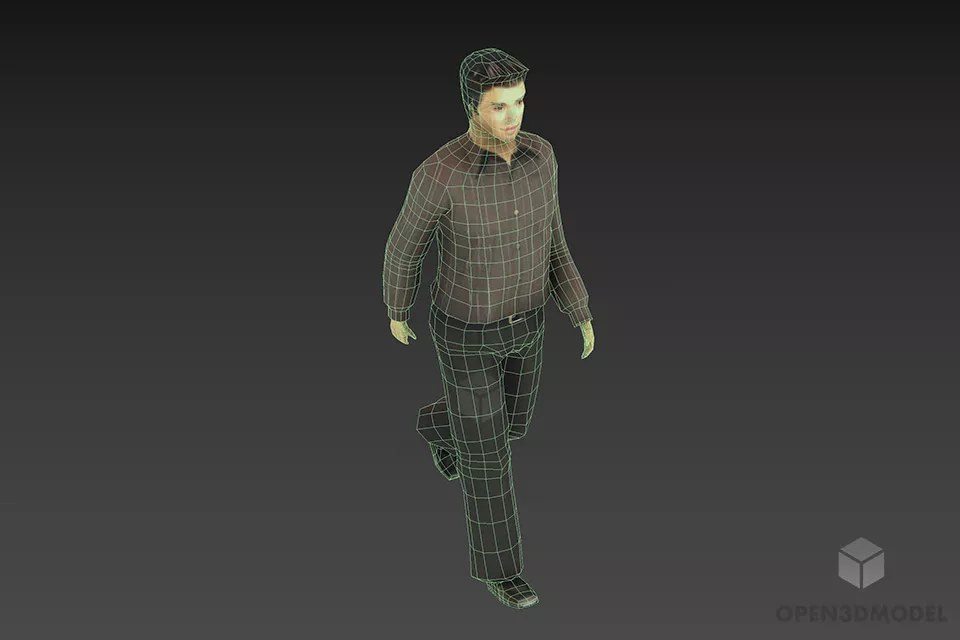 Man Walking In Business Fashion 3d model 2