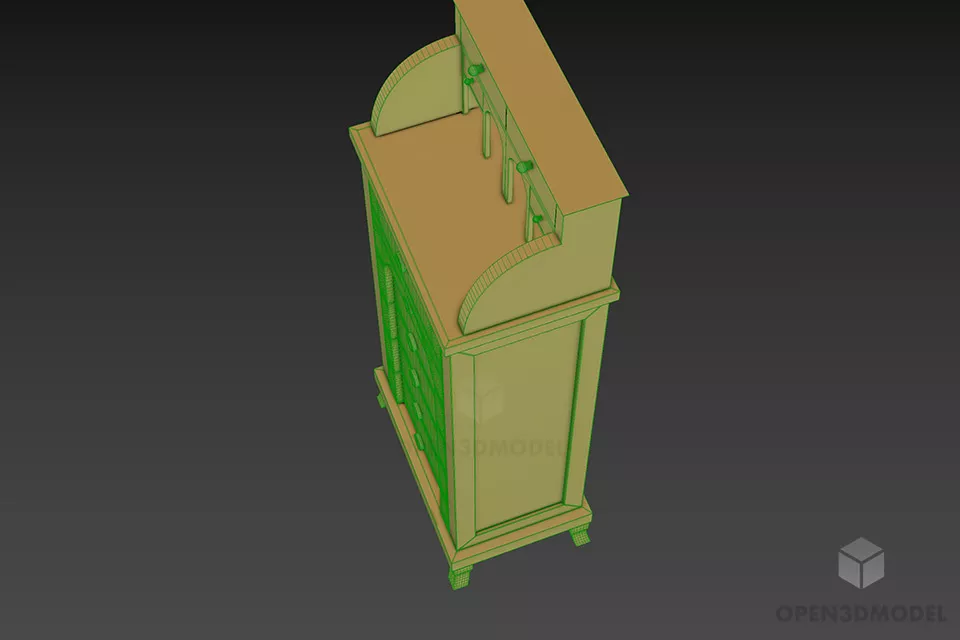 Elegant Antique Locker Cabinet 3d model 2
