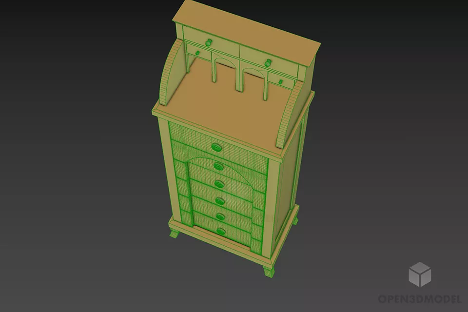 Elegant Antique Locker Cabinet 3d model 3
