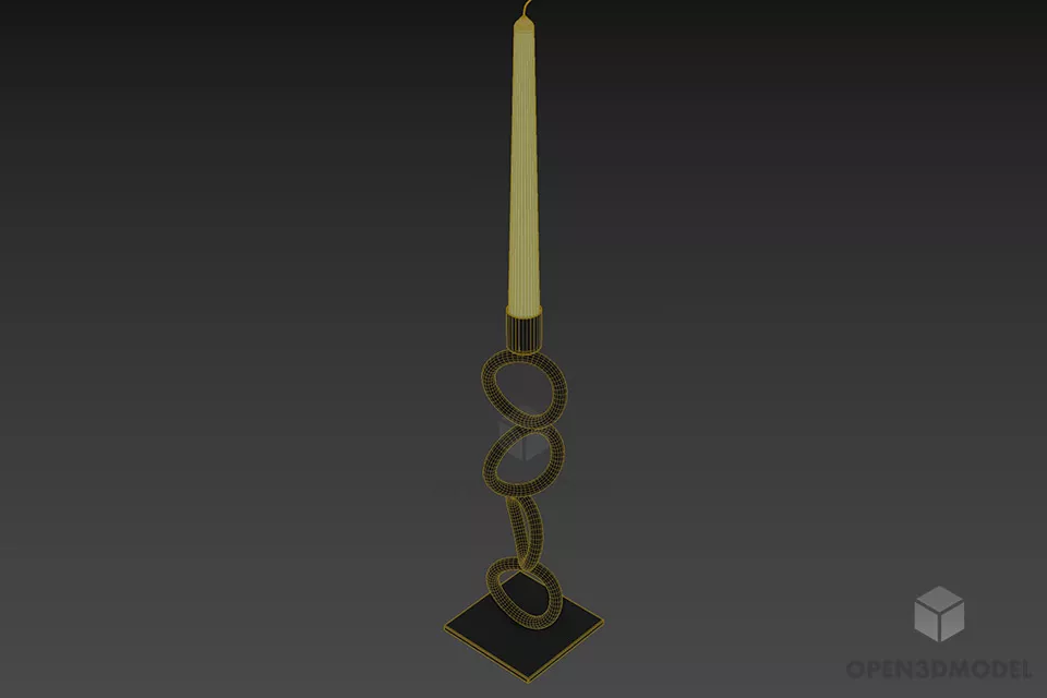 Candlestick Lamp With Steel Stand 3d model 2