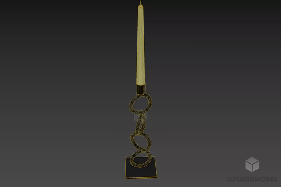 Candlestick Lamp With Steel Stand 3d model 3