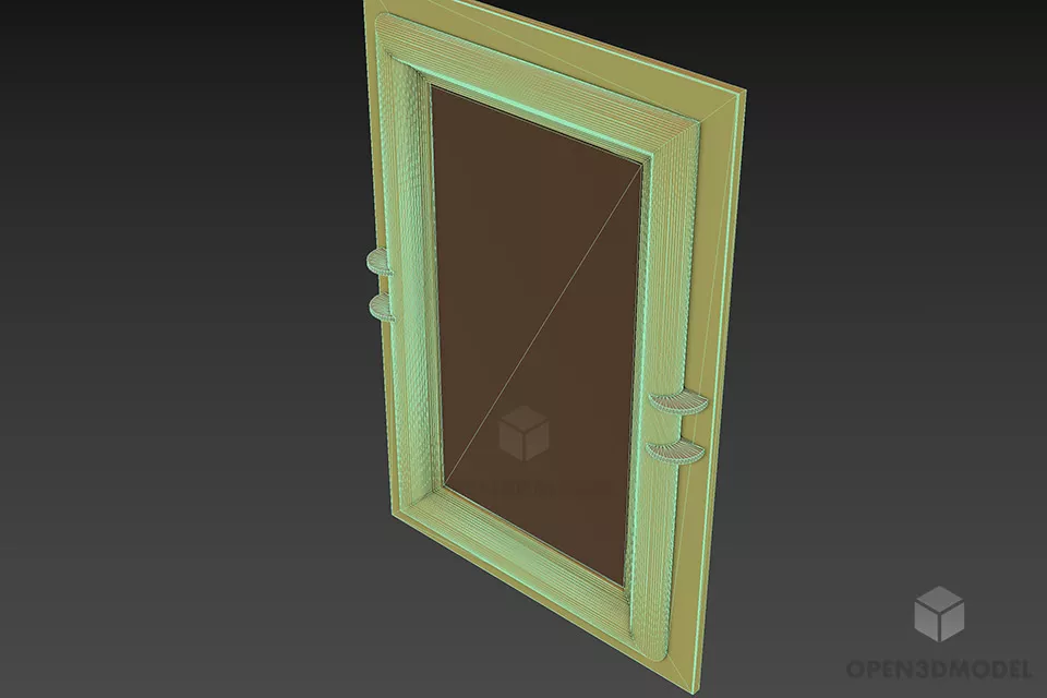 Mirror Frame With Hingle 3d model 2