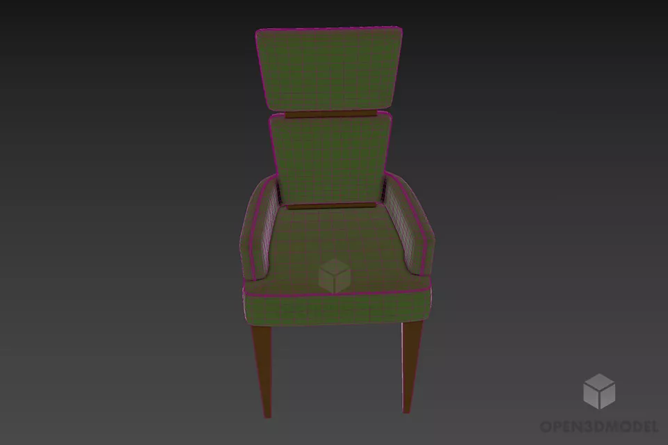 Armchair Upholstery With High Back 3d model 3