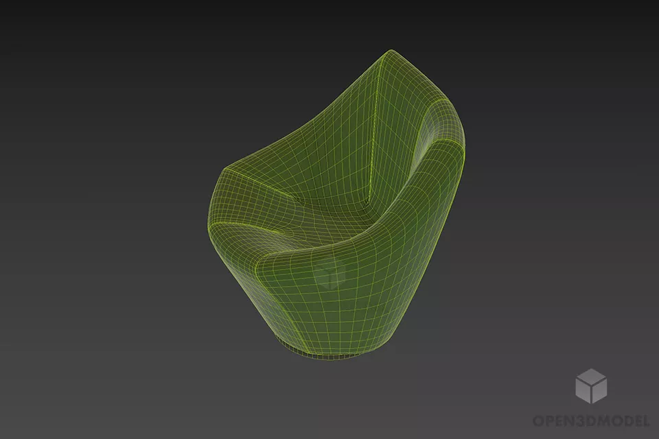 Swiveling Armchair Anda 3d model 2
