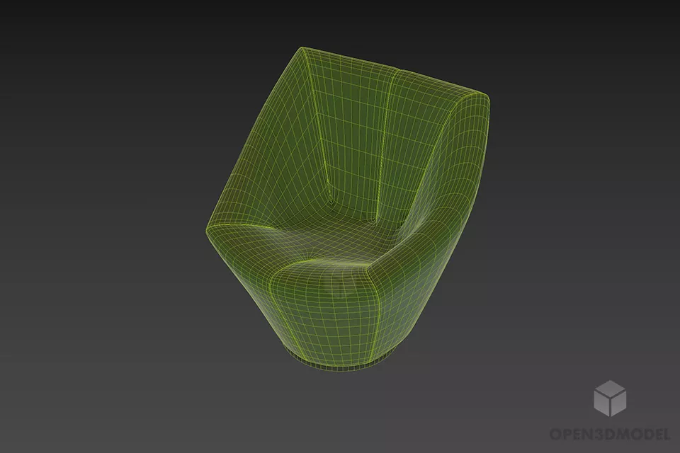 Swiveling Armchair Anda 3d model 3