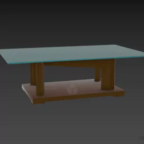 Glass Rectangle Table With Stand 3d model
