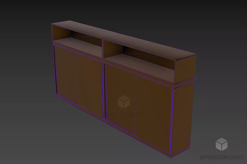 Side Locker With Top Shelf 3d model 2