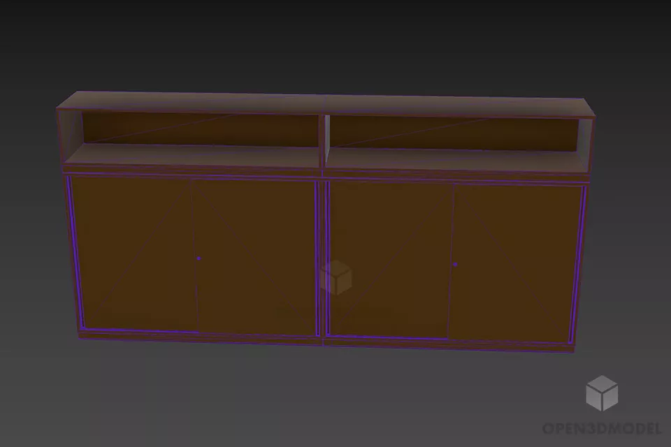 Side Locker With Top Shelf 3d model 3