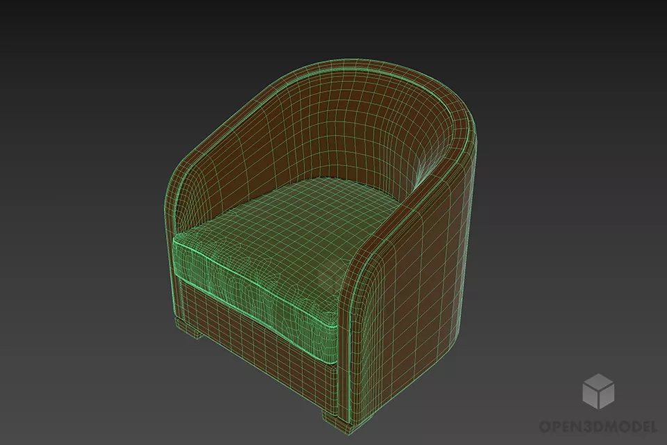 Elegant Fabric Armchair 3d model 2