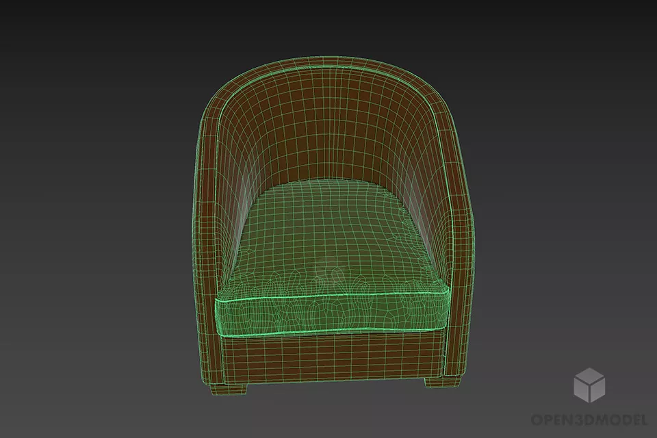 Elegant Fabric Armchair 3d model 3