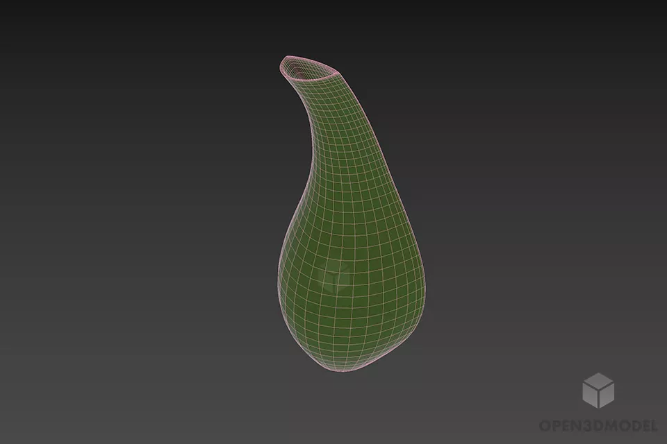 Curved Glass Vase 3d model 2