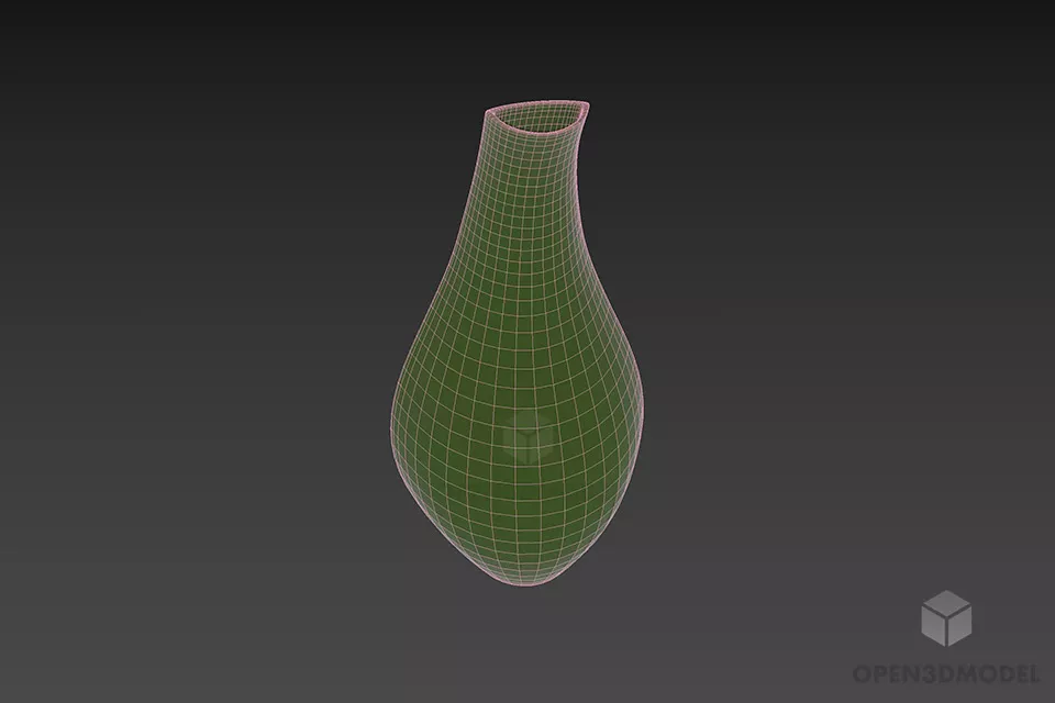 Curved Glass Vase 3d model 3