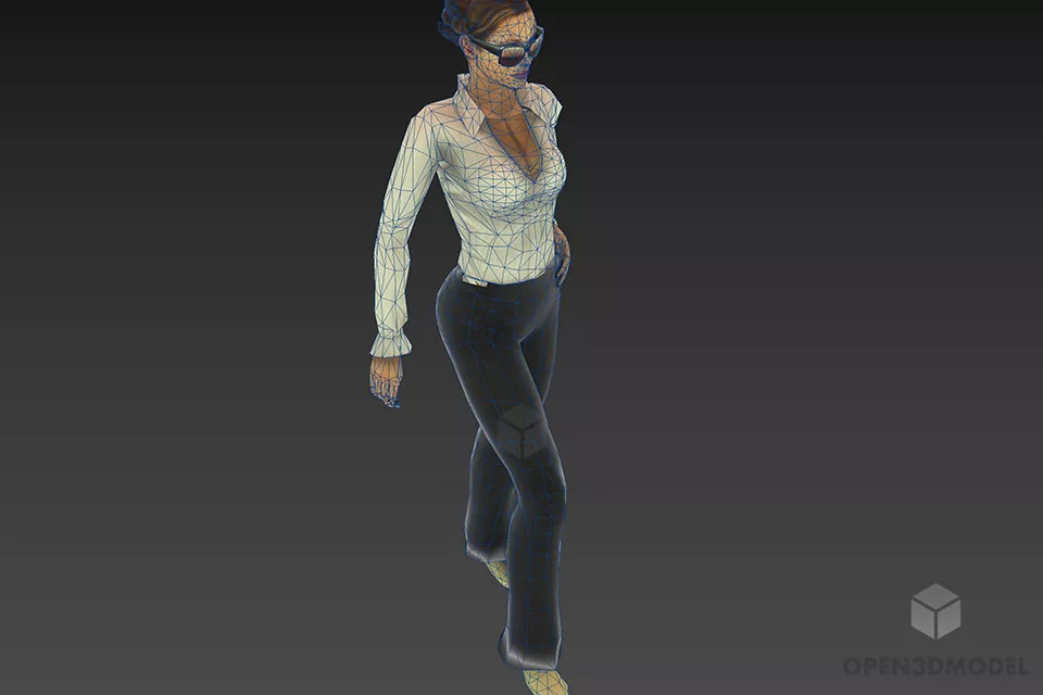 Fashion Business Girl With Sunglasses 3d model 2