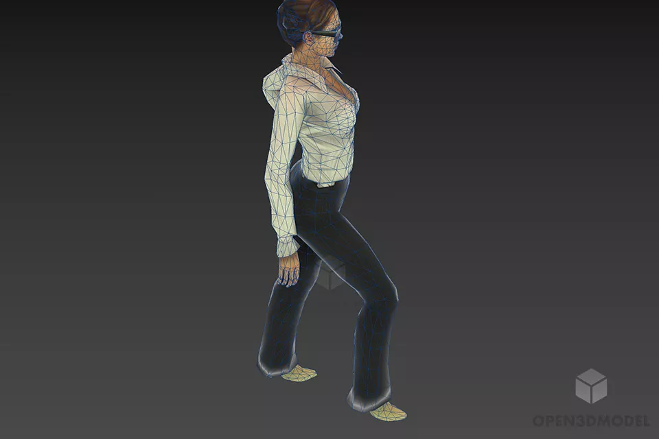 Fashion Business Girl With Sunglasses 3d model 3