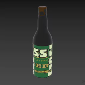 Glass Bottle Beer With Label 3d model