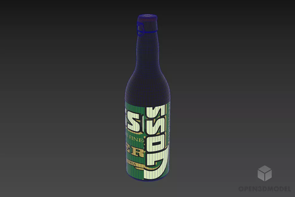 Glass Bottle Beer With Label 3d model 3