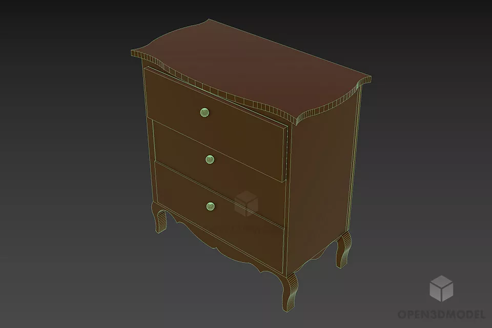 Curved Front Locker Furniture 3d model 2