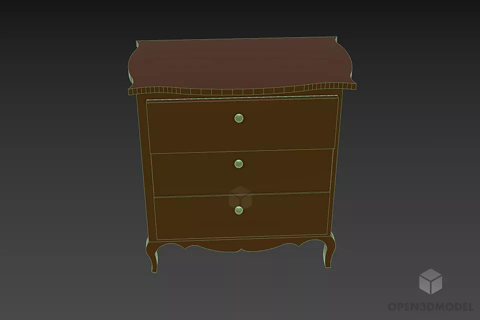 Curved Front Locker Furniture 3d model 3