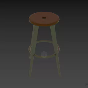 Metal Bar Chair With Circular Seat 3d model