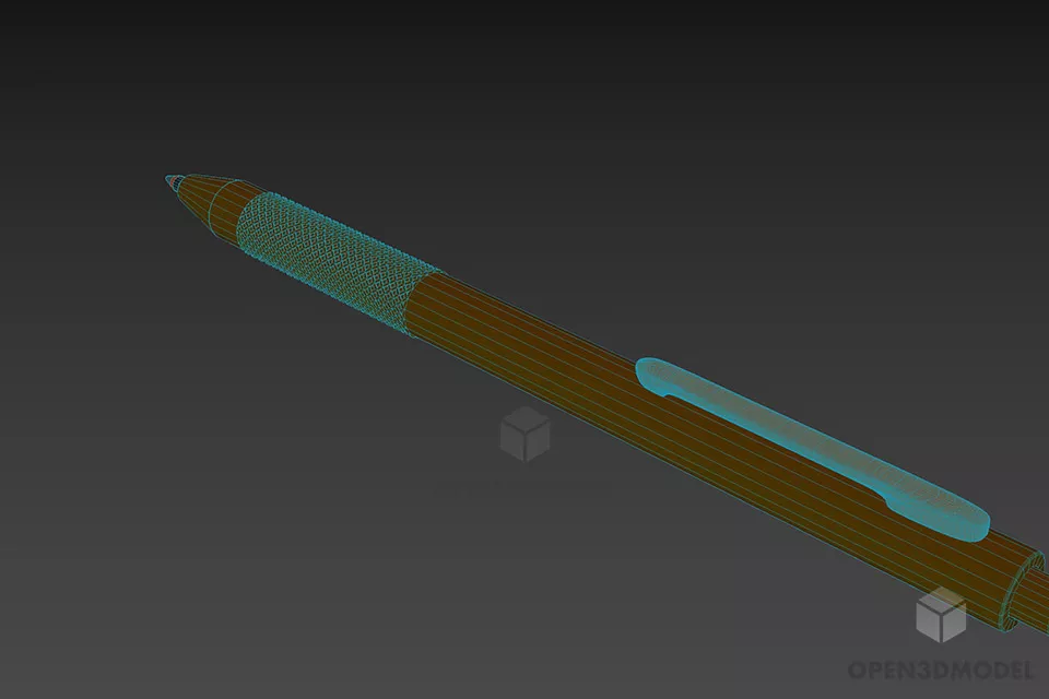 School Pen Silver Color 3d model 2