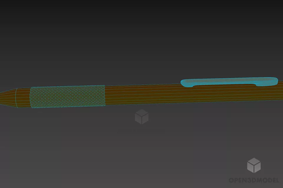 School Pen Silver Color 3d model 3