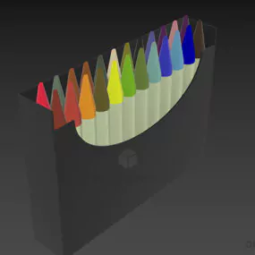School Accessories Stack Of Color Pencel 3d model