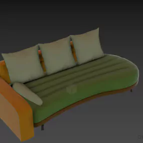 Curved Daybed Sofa Louge Praga 3d model