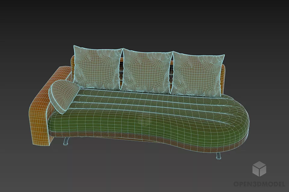 Curved Daybed Sofa Louge Praga 3d model 3