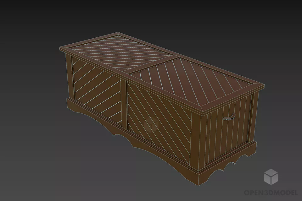 Wood Chest Box With Pallet Finished 3d model 2