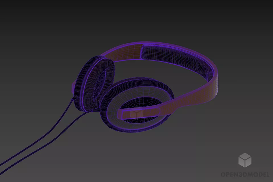 Wire Headphones Gadget 3d model 2