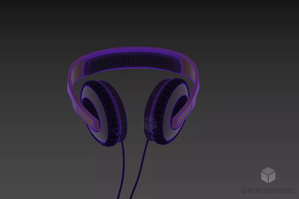 Wire Headphones Gadget 3d model 3