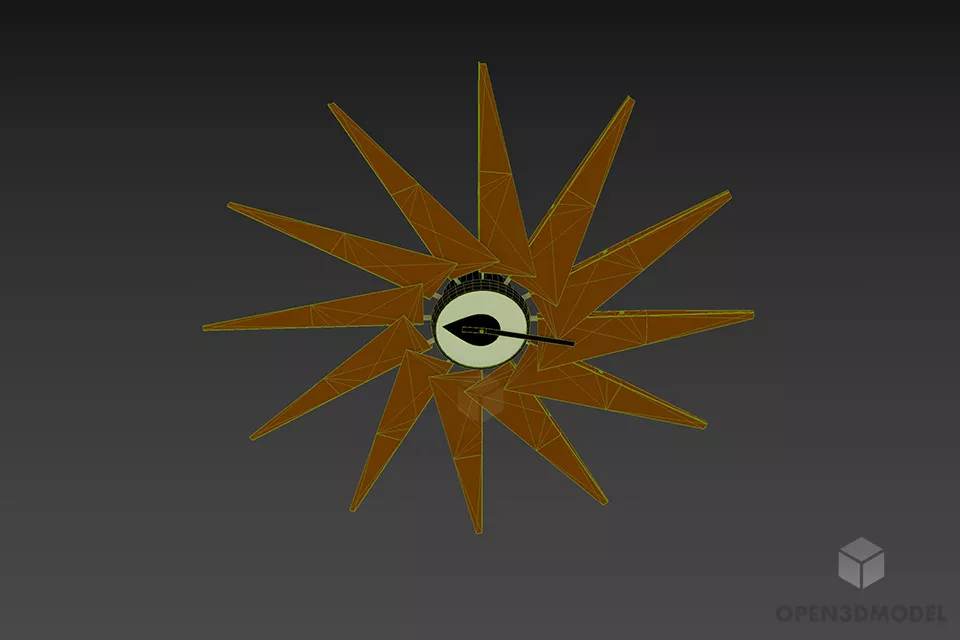 Round Clock Sun Shape, Creative Clock 3d model 3