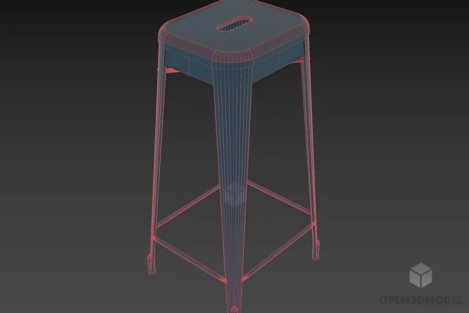 Bar Chair Metal 3d model 2