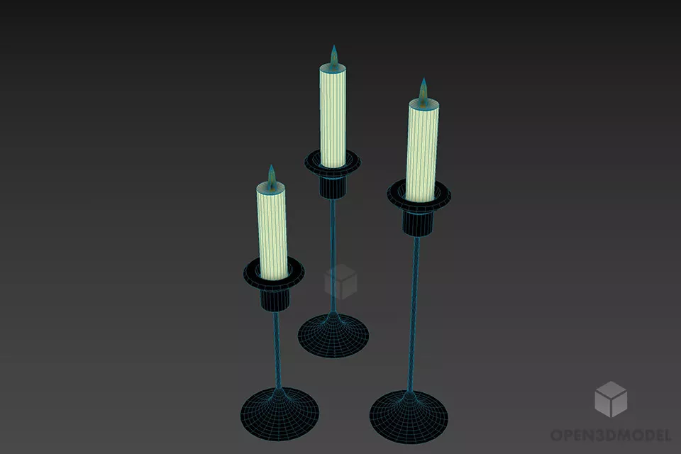 Candlesticks With Candle 3d model 3