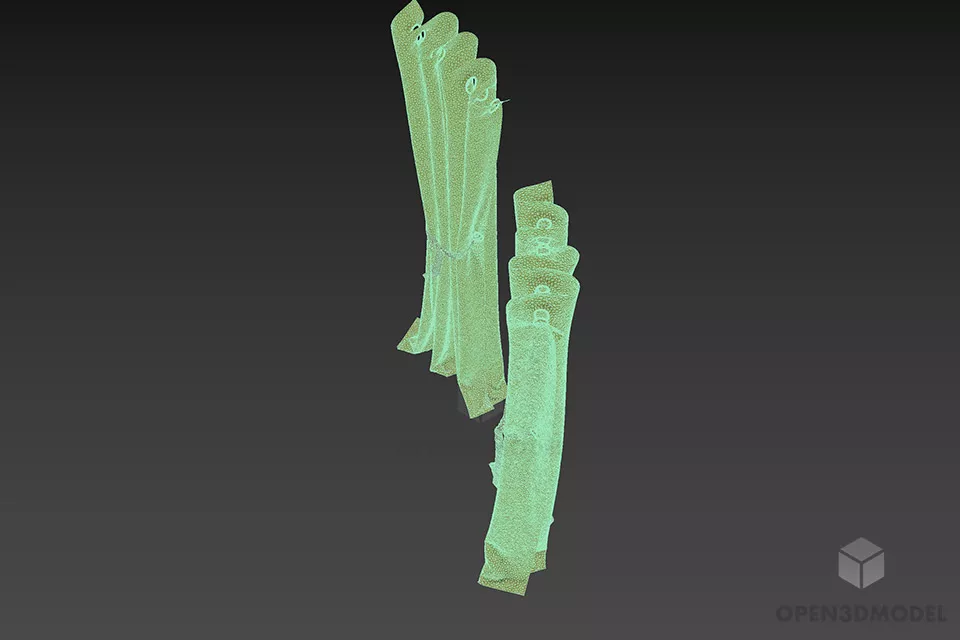 Dual Textile Fabric Curtain 3d model 2