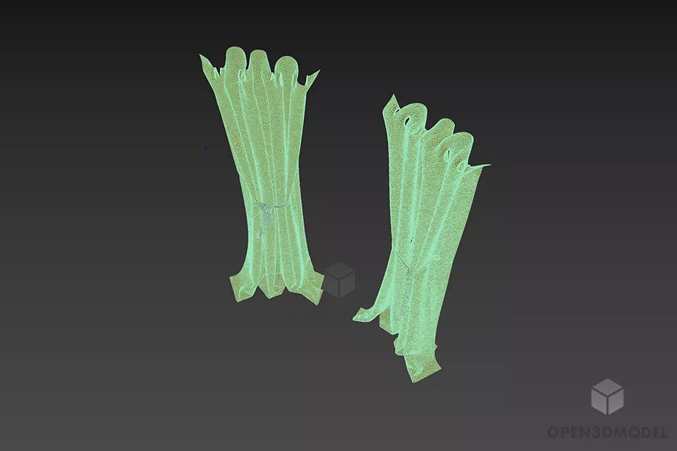 Dual Textile Fabric Curtain 3d model 3