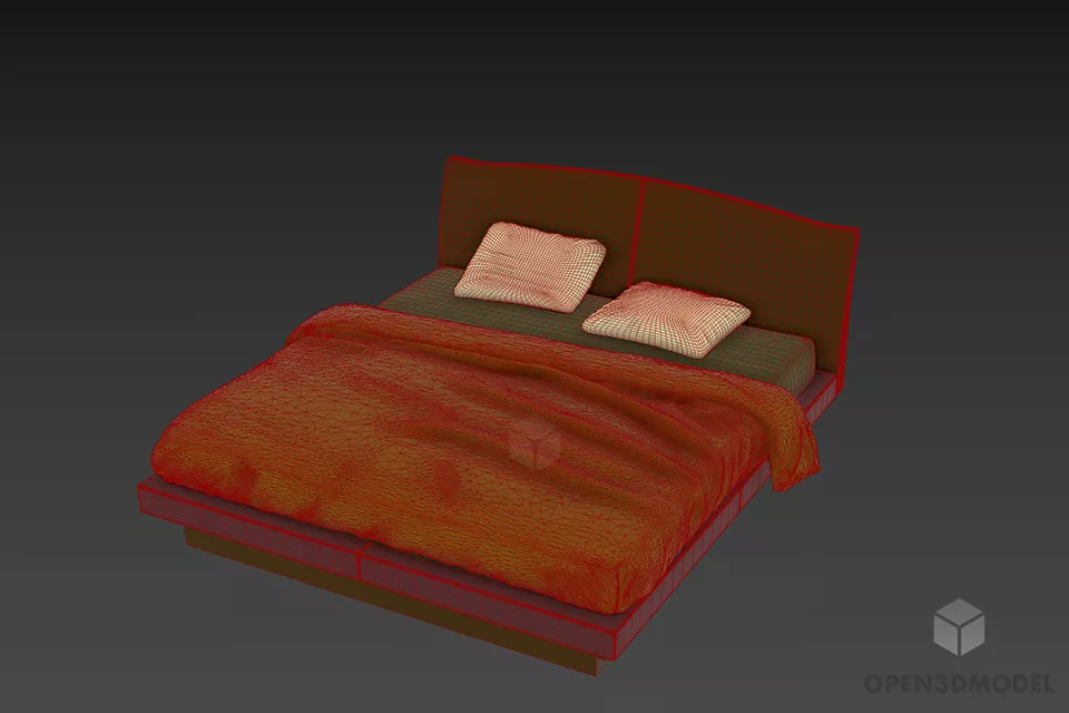 Hotel Double Bed Toma 3d model 2